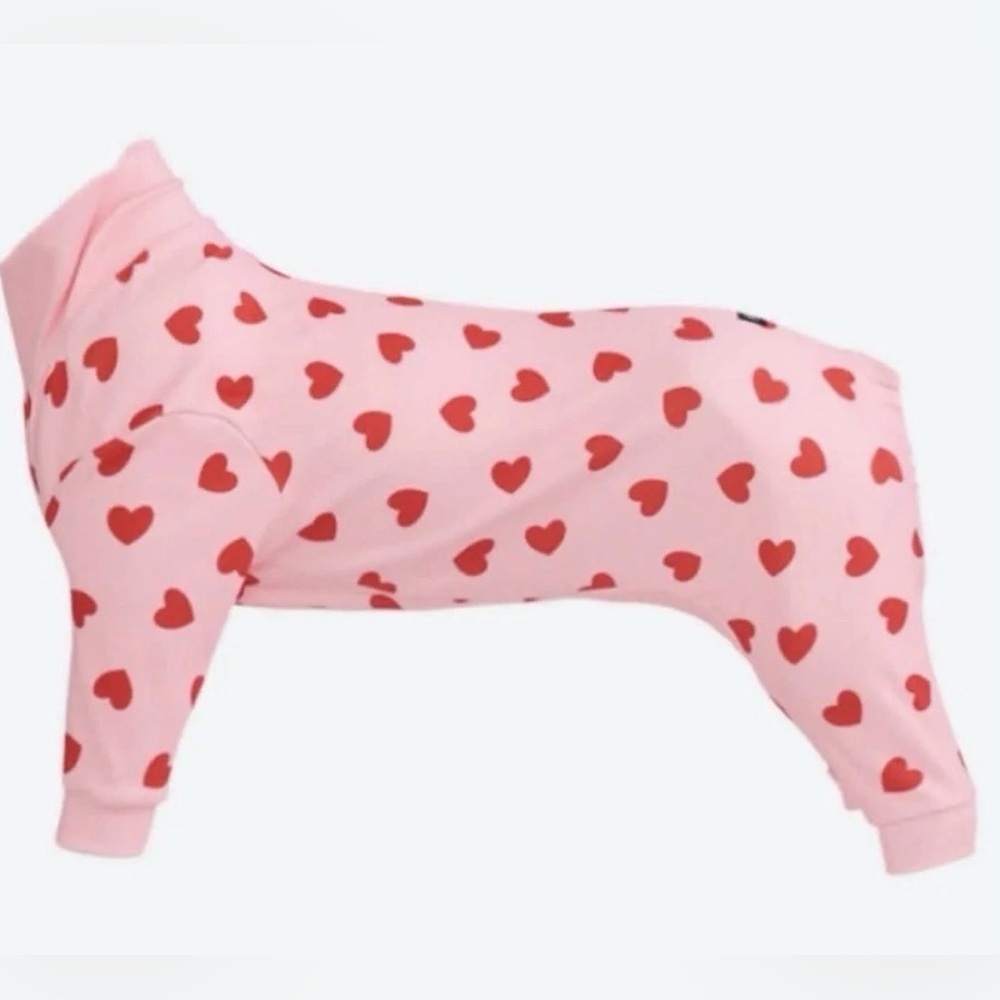 Pink Heart Print Dog Pajamas